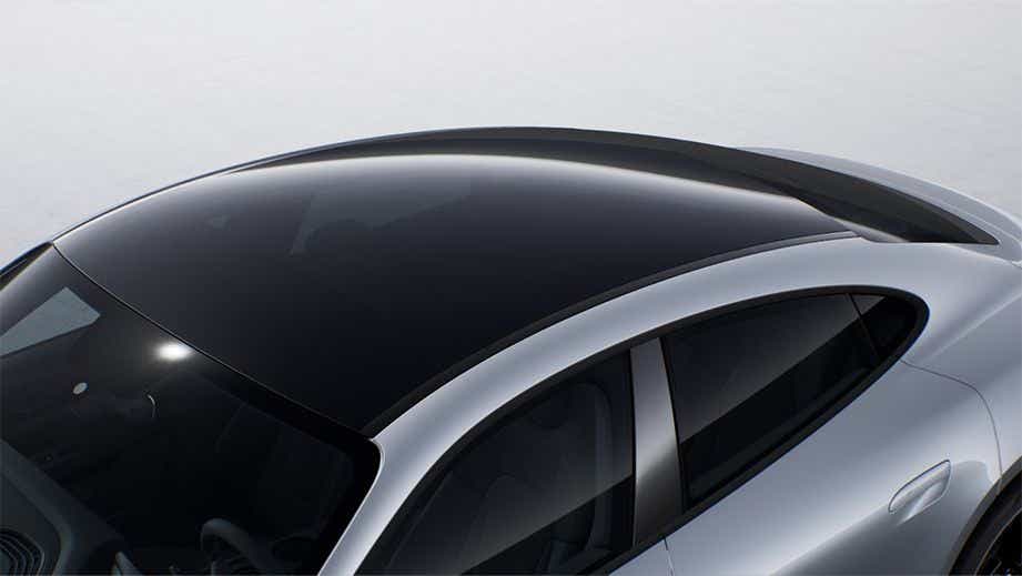 roof and panoramic glass roof view of a Porsche Taycan