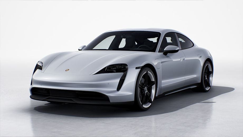 front three-quarter view of a Porsche Taycan