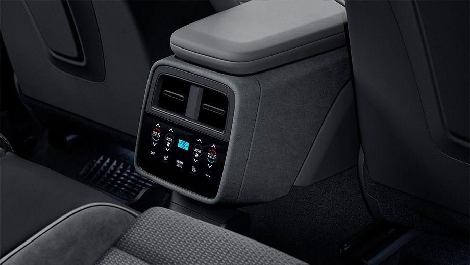 Rear climate control close-up of a Porsche Taycan