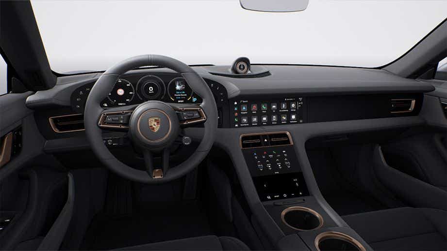 Interior dashboard view of a Porsche Taycan