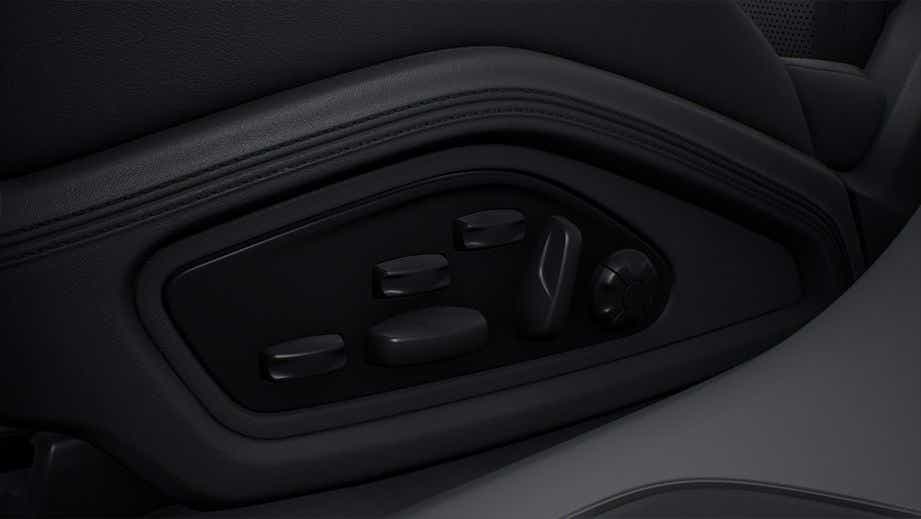 close-up of seat adjustment controls on a Porsche Taycan