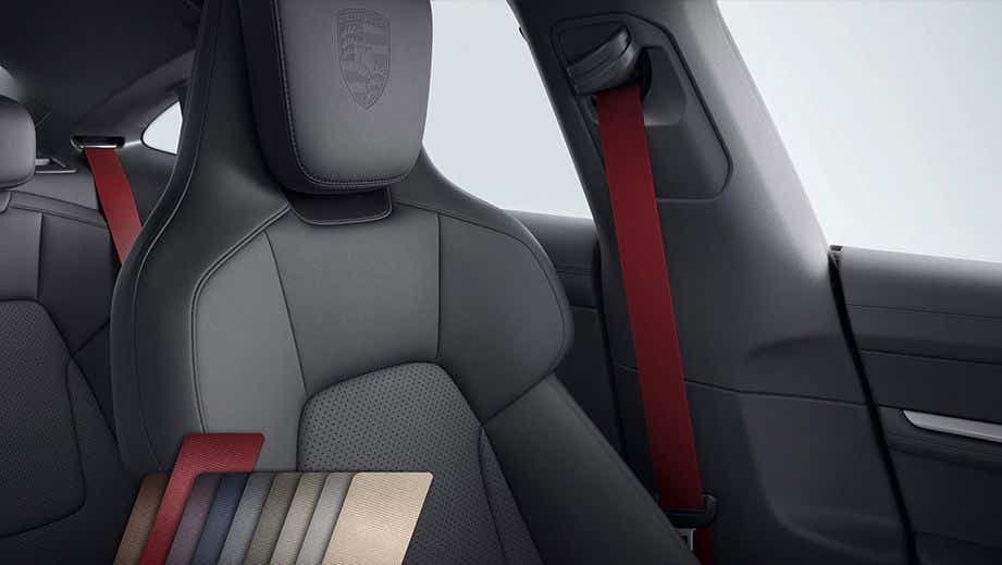 front seat interior of a Porsche Taycan