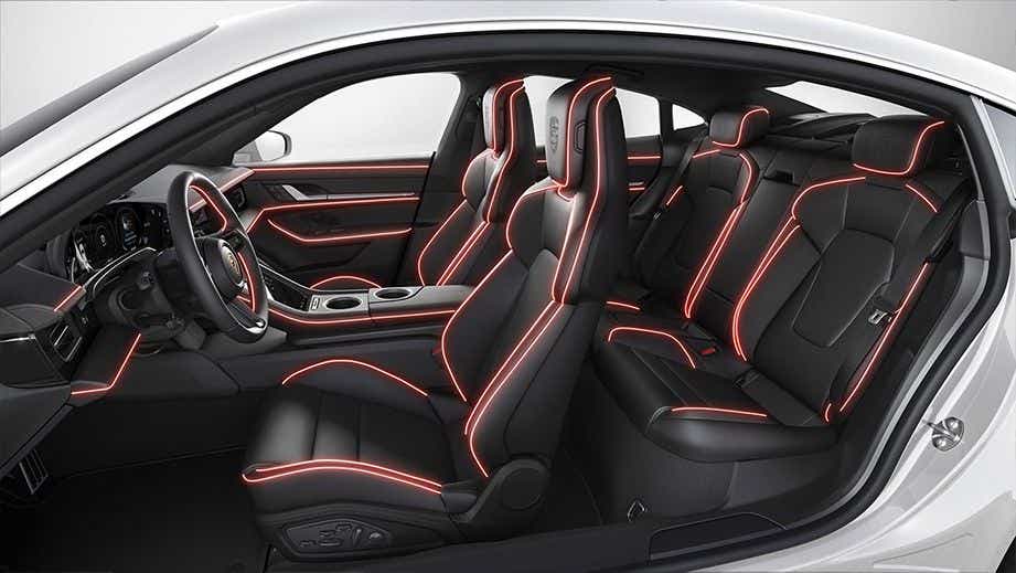interior dashboard and seats of a Porsche Taycan