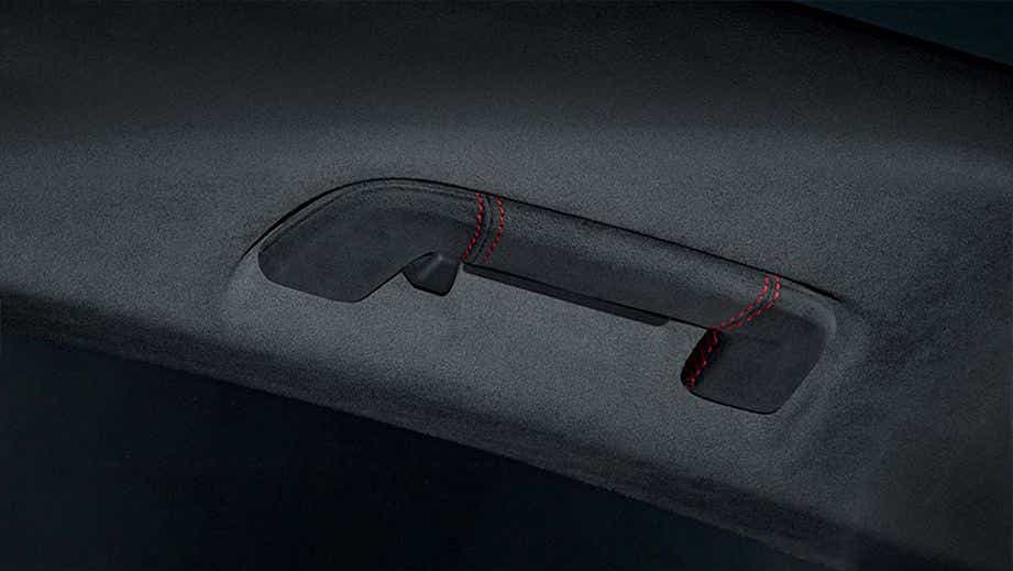 interior grab handle close-up of a Porsche Taycan