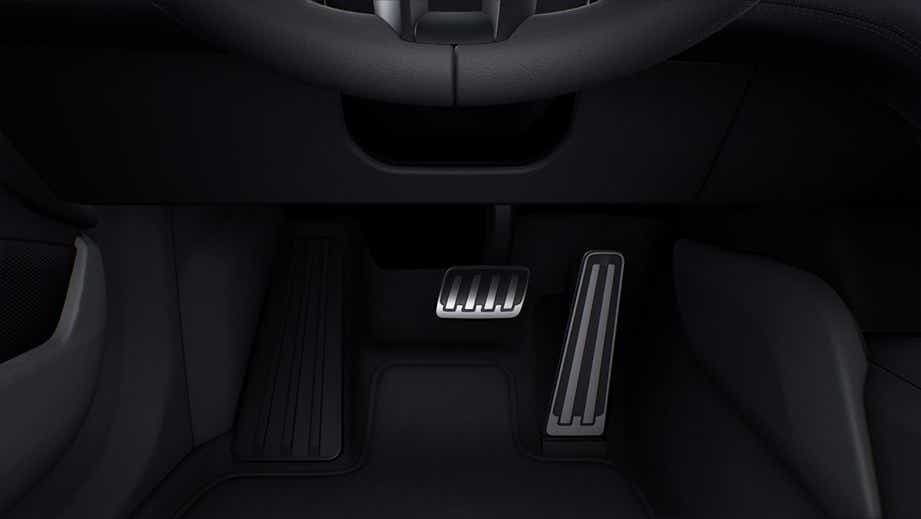 Pedal area of a Porsche Taycan