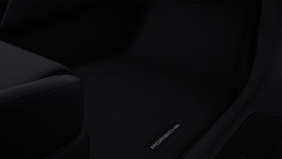 floor mat and seat detail of a Porsche Taycan