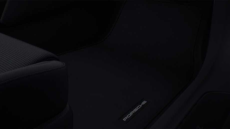 floor mat and seat detail of a Porsche Taycan