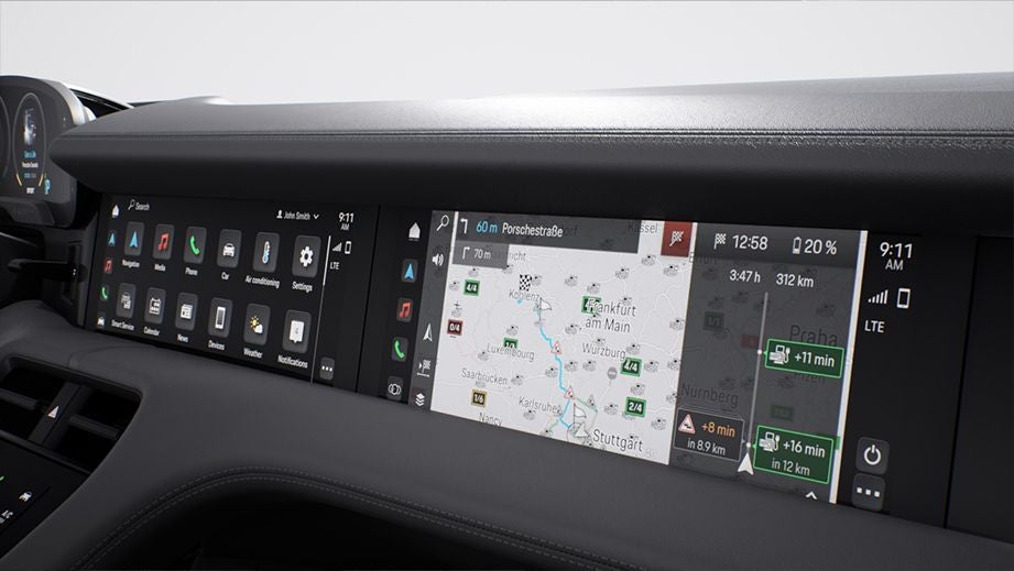 interior dashboard display of a Porsche Taycan