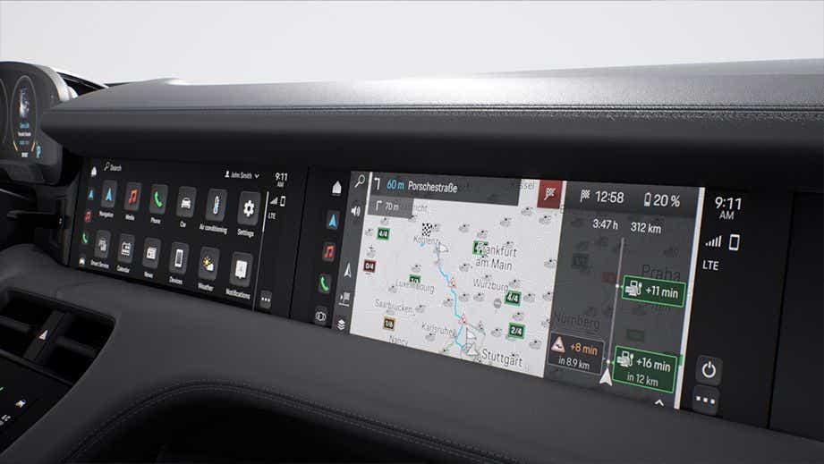 interior dashboard display of a Porsche Taycan