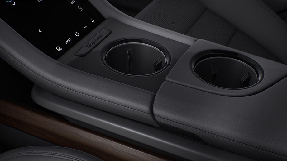 center console cupholders of a Porsche Taycan