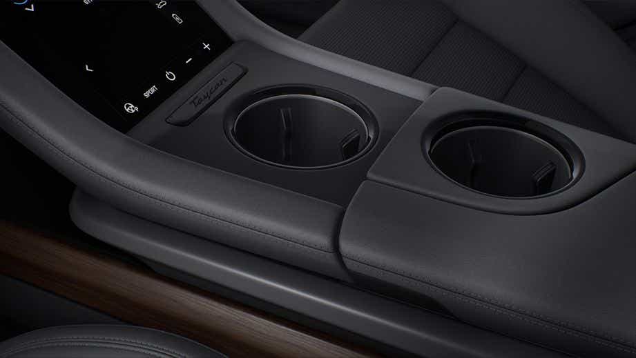 center console cupholders of a Porsche Taycan