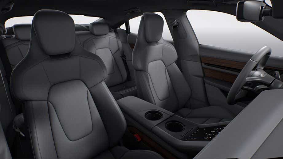 interior front seats and dashboard of a Porsche Taycan