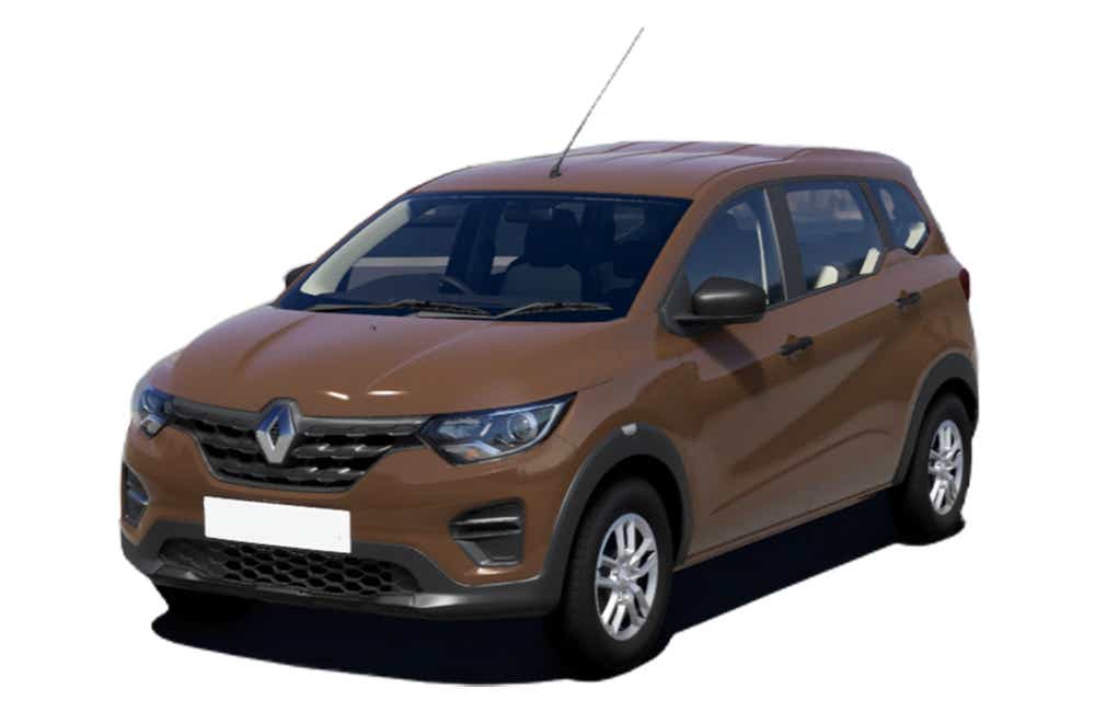 front three-quarter of a Cedar Brown Renault Triber 2019-2024