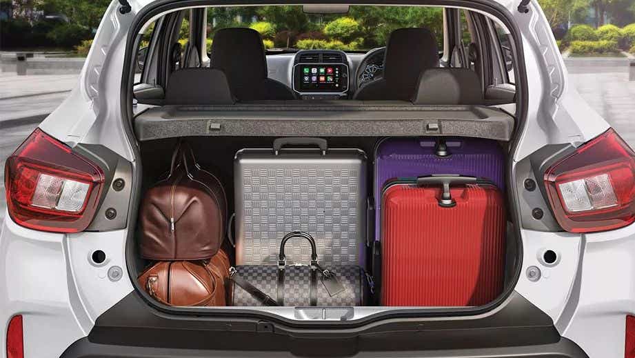 boot space view of a Renault KWID loaded with luggage