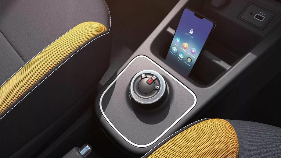 Center console and seat trim of a Renault KWID