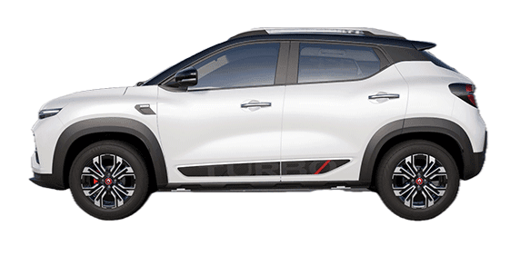 side profile of a Ice Cool White Renault Kiger 2023-2024