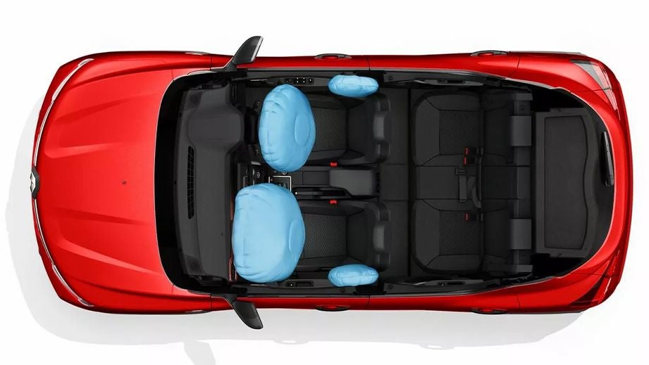 top view of a Renault Kiger 2023-2024 showing deployed airbags