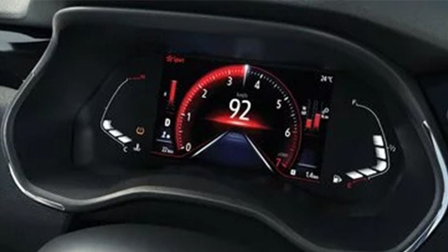 instrument cluster of a Renault Kiger 2023-2024
