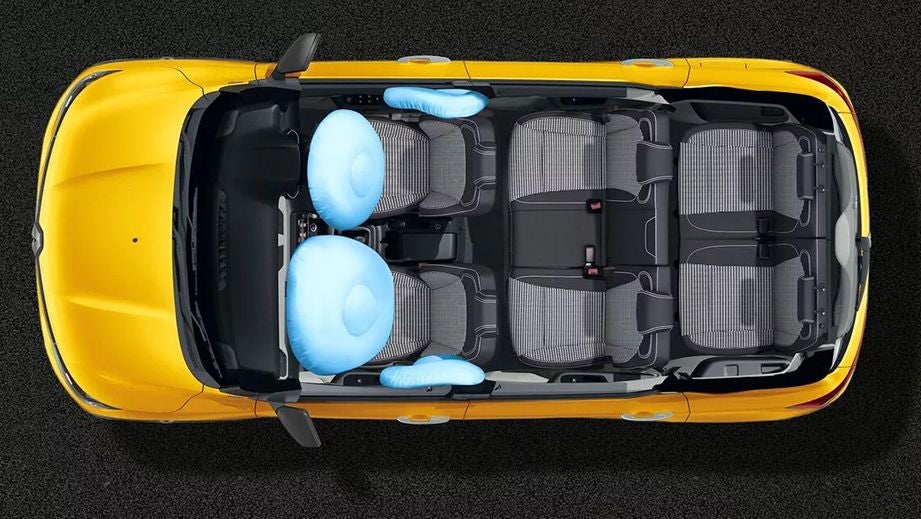 top view of a Renault Triber 2019-2024 showing interior and airbags