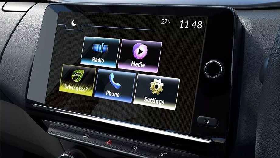 infotainment screen interface of a Renault Triber 2019-2024
