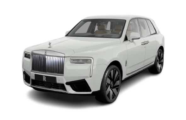 front three-quarter of a English White Rolls-Royce Cullinan Series II