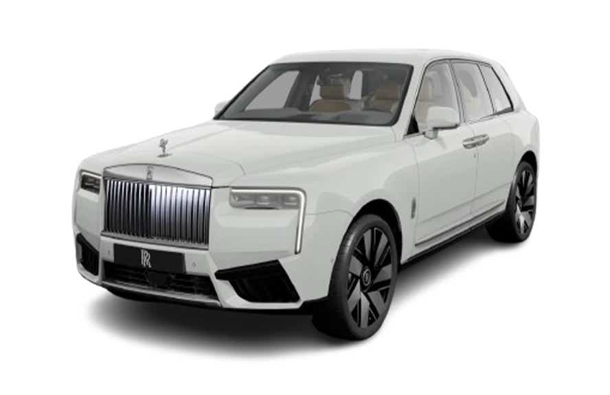 front three-quarter of a English White Rolls-Royce Cullinan Series II