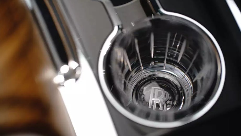 close-up of a cupholder in a Rolls-Royce Cullinan