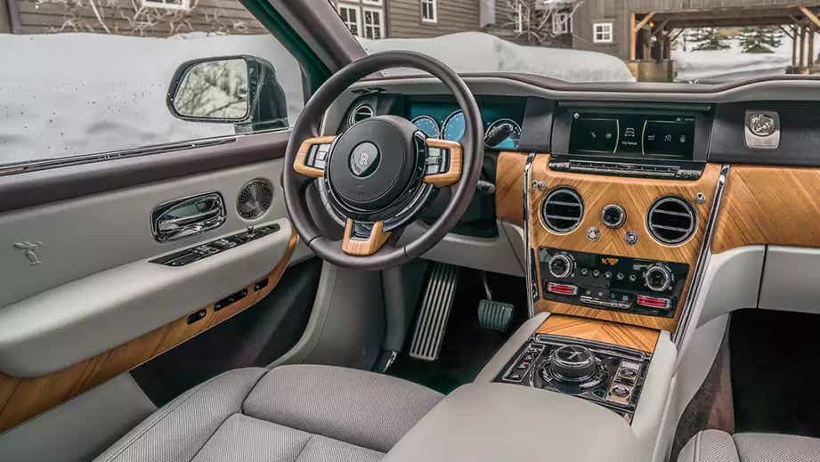 interior dashboard view of a Rolls-Royce Cullinan