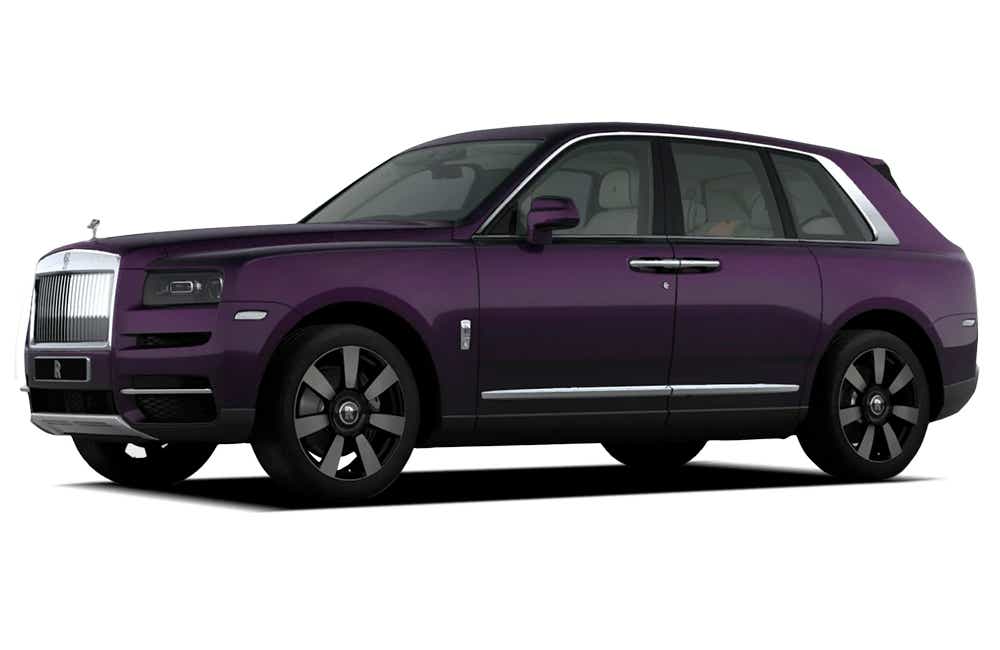 side view of a Twilight Purple Rolls-Royce Cullinan