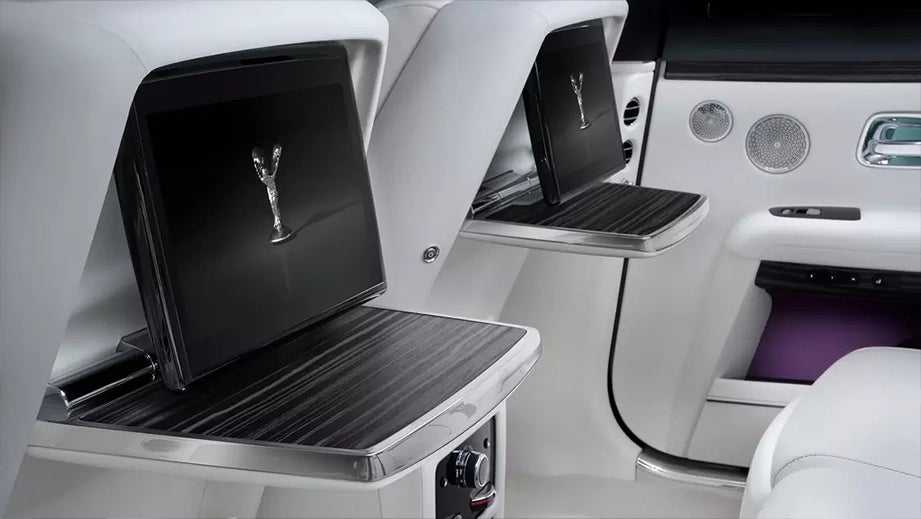 Rear seat entertainment screens of a Rolls-Royce Ghost