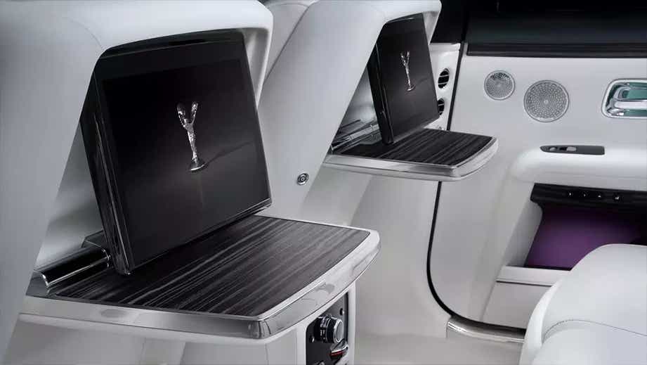 Rear seat entertainment screens of a Rolls-Royce Ghost