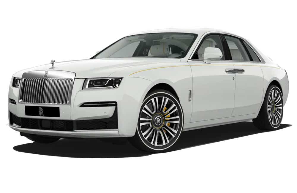 front three-quarter view of a English White Rolls-Royce Ghost