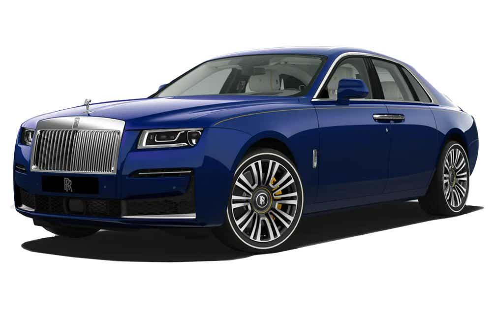front three-quarter of a Salmanca Blue Rolls-Royce Ghost