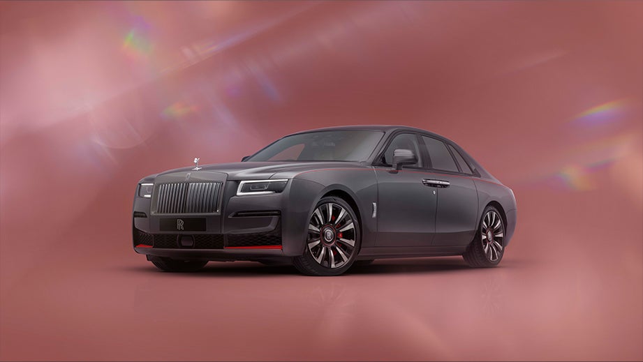 front three-quarter view of a Melanite Rolls-Royce Ghost