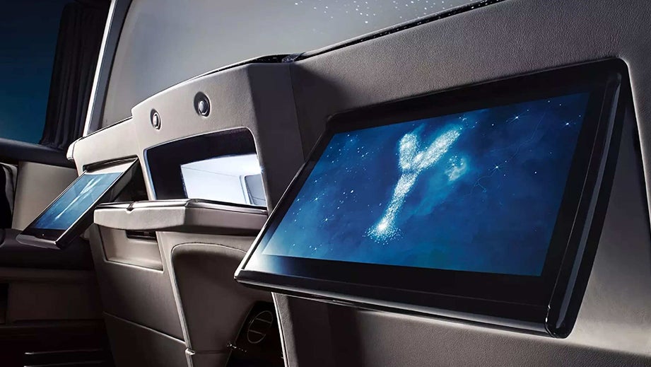 rear entertainment screens of a Rolls-Royce Phantom