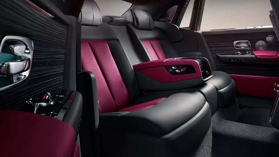 Rear seat interior of a Rolls-Royce Phantom