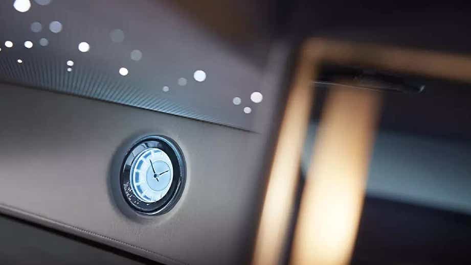 Interior clock detail of a Rolls-Royce Phantom