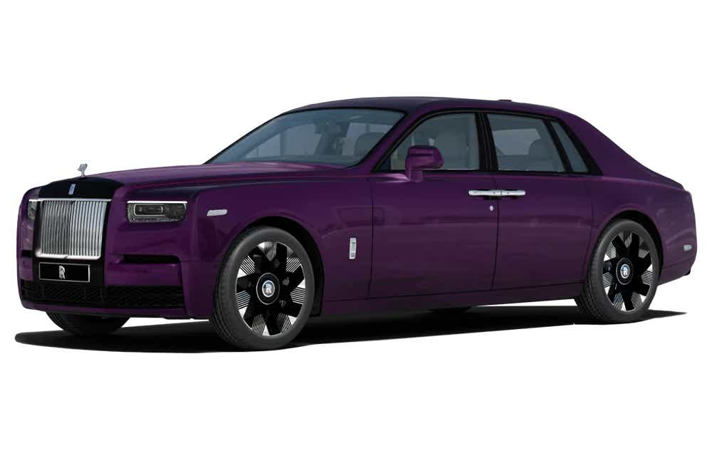 side view of a Twilight Purple Rolls-Royce Phantom