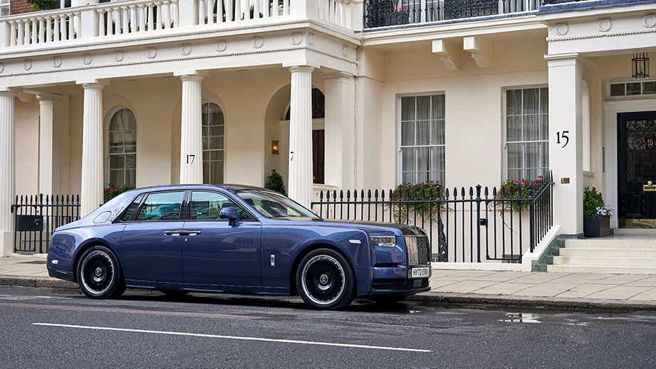 side view of a Shelby Grey Rolls-Royce Phantom