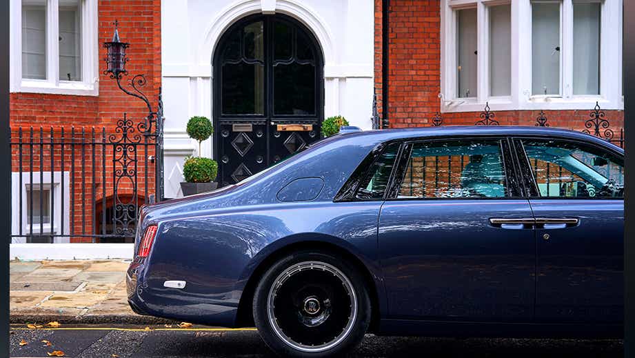 side view of a Shelby Grey Rolls-Royce Phantom
