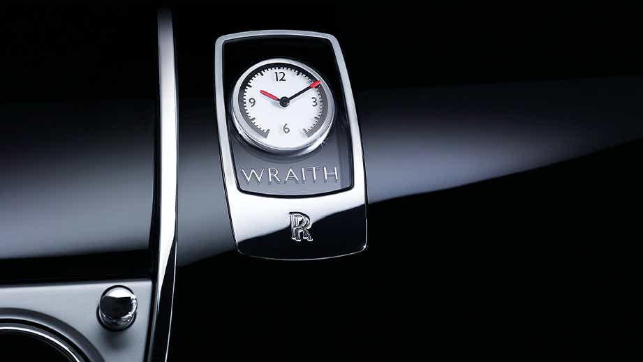 dashboard clock close-up of a Rolls-Royce Wraith