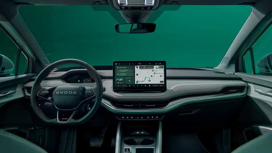 Interior dashboard view of a Skoda Elroq