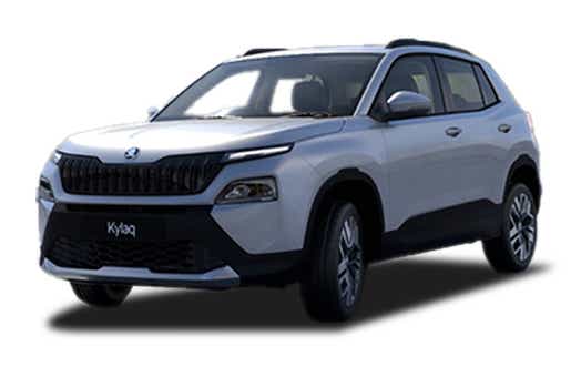 front three-quarter view of a Skoda Kylaq