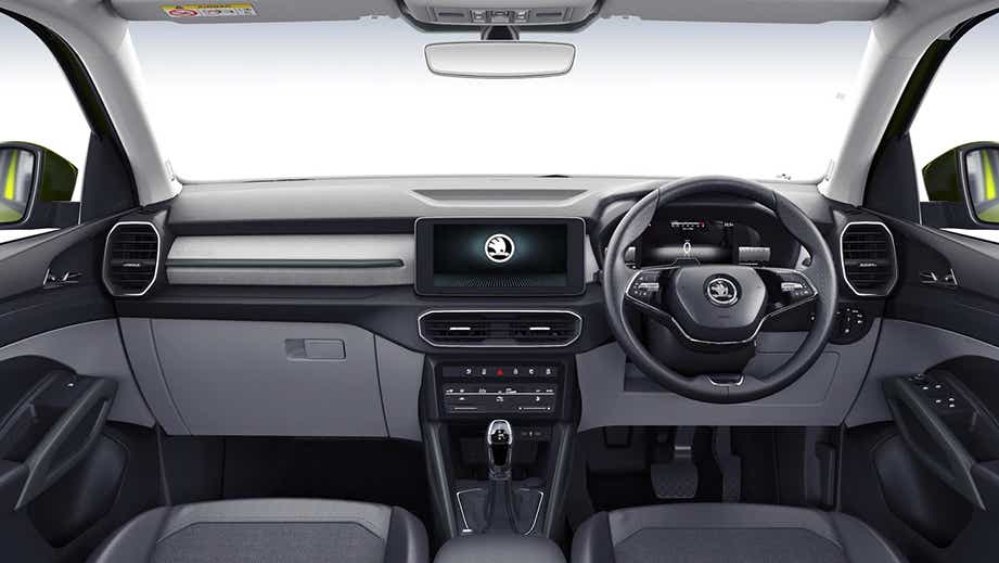 Interior dashboard view of a Skoda Kylaq