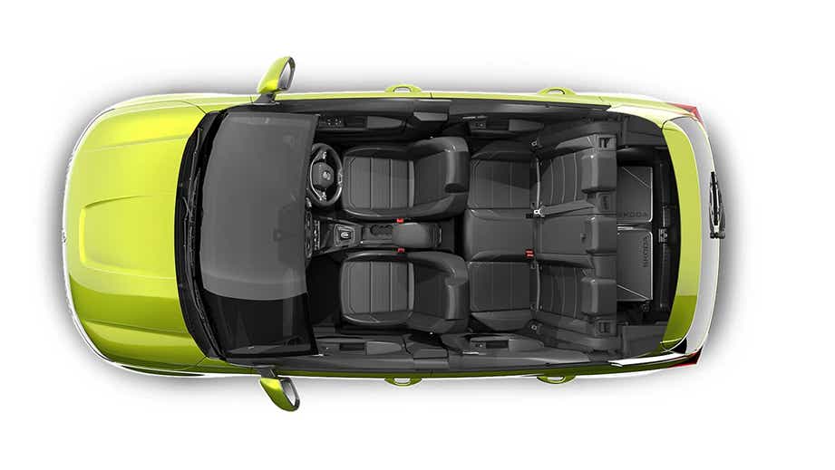top view of a Skoda Kylaq