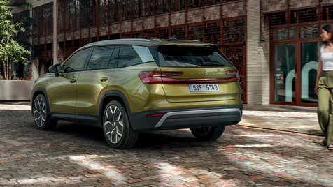 rear three-quarter view of a Skoda Kodiaq