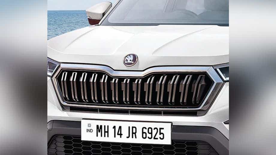 Front grille view of a Skoda Kushaq