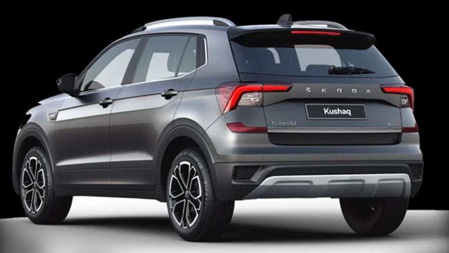 rear three-quarter view of a Skoda Kushaq