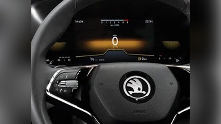 Steering wheel and digital instrument cluster of a Skoda Kushaq
