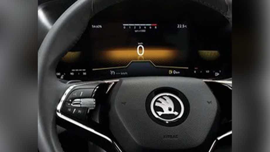 Steering wheel and digital instrument cluster of a Skoda Kushaq